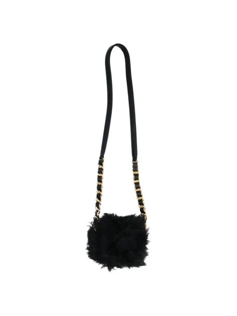 Chanel Shearling Fur Decoration Turnlock Chain Shoulder